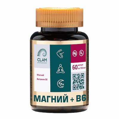 Magnesium + vitamin B6, 60 capsules, 2-months course